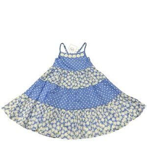 EUC. Girls 7. The Prairie by Rachel Ashwell Tiered Daisy Polka Dot Sundress